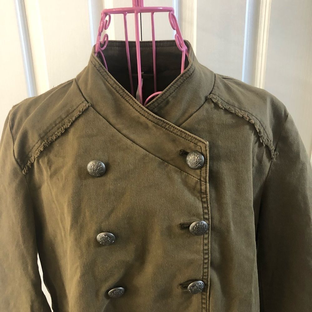 Free people green flared hem military jacket S - Picture 4 of 8